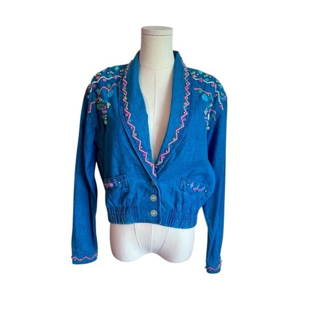 Lindsay Scott Sport VTG 80’s Denim Embellished Women’s 100% Cotton Jacket Size 6